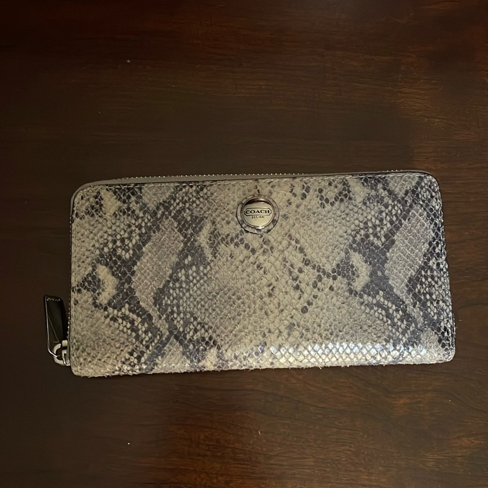 Coach leather wallet in snake print